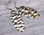 Hammered Steel Oval Hoop Earrings, Trendy Dangle Earrings, Silver Boho Silver Every Day Earrings, 2.1 Inch Earrings