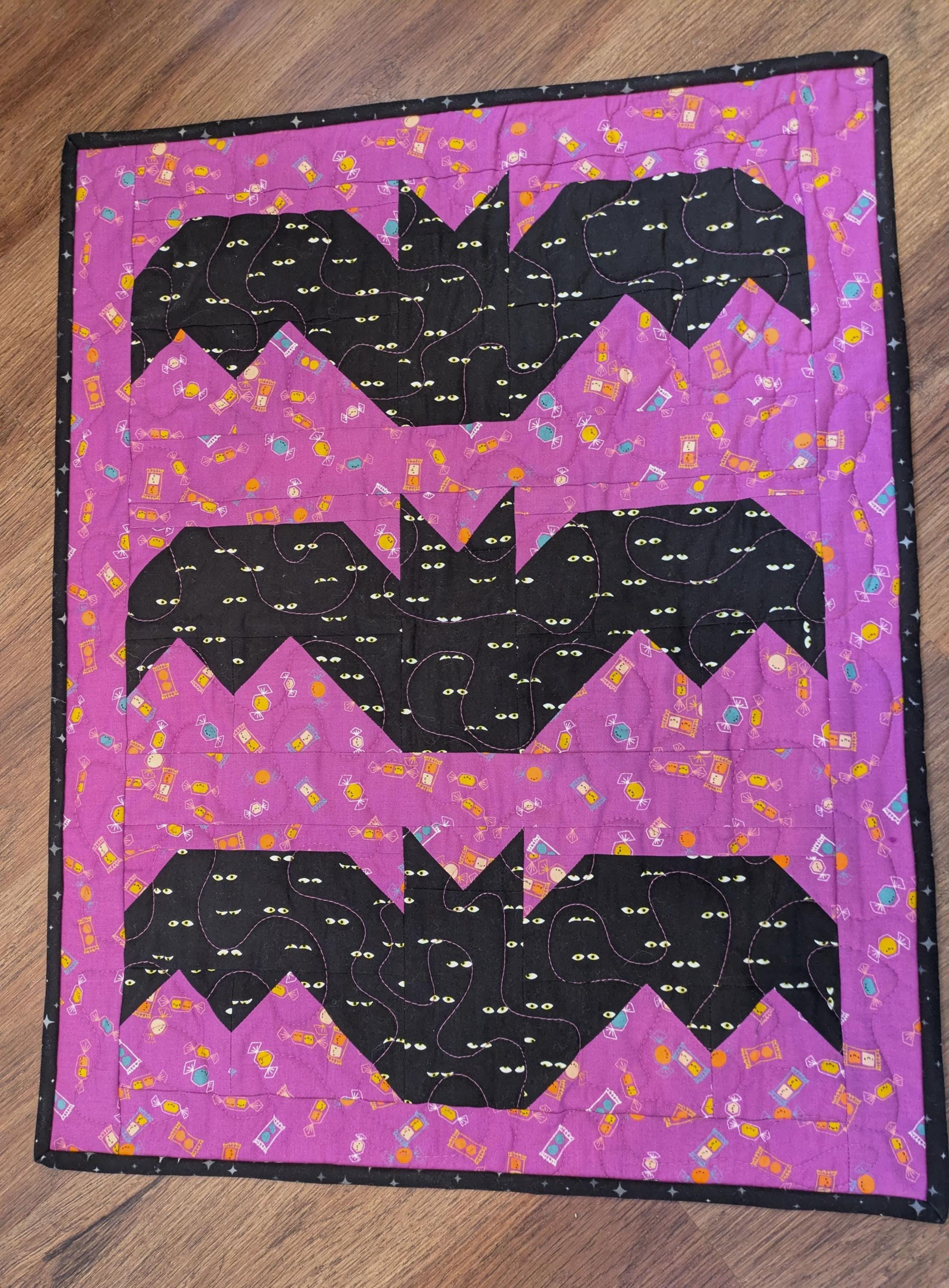 Halloween Bat Quilt, Purple, Black, Handmade - Etsy