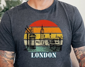 Unisex Retro London Tshirt / London England Tshirt / London Syline Shirt / London Travel Shirt / England Souvenir / London Tourist Shirt