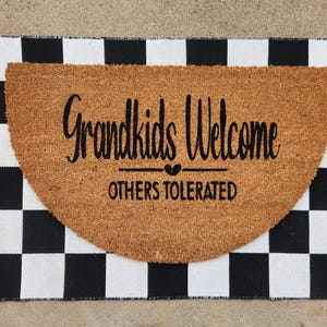 Grandkids Welcome Others Tolerates Doormat | Funny Doormat | Welcome Mat | Custom Doormat | Personalized gift | Grandparent Doormat