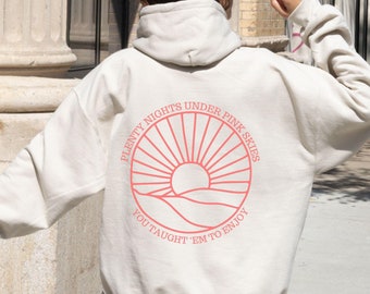 Sudadera con capucha Sunset Pink Skys, sudadera extragrande para niñas preadolescentes, sudadera Y2K, sudadera preppy para niñas con coco marrón, sudadera con capucha playera y surfera, ¡Qué suerte tenemos!