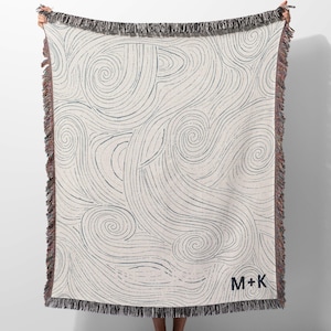 Personalized Wedding Blanket Engagement Gift Custom Cotton Throw Monogram Initials Blanket Anniversary Gift for Couple Wedding Keepsake