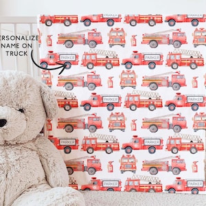 Feuerwehrauto Baby Decke für Jungen Feuerwehrmann Kinderzimmer Dekor Feuerwehrmann Benutzerdefinierte Name Decke für Jungen 1