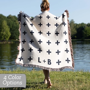 Regalo di anniversario in cotone per lui, regalo personalizzato per il secondo anniversario per marito o moglie, coperta personalizzata in tessuto con nome personalizzato
