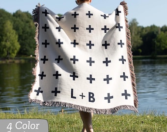 Cotton Anniversary Gift for Him Custom Second Anniversary Gift for Husband or Wife Personalized Blanket Custom Woven Throw Personalized Name