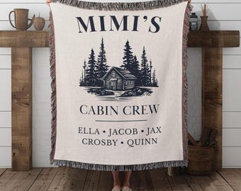 Grandma Gigi Cabin Blanket Personalized Grandkids Names Lake House Throw Custom Woven Cabin Decor Nana Mothers Day Gift from Grandkids