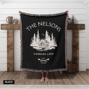 Custom Blanket Family Name Personalized Blanket for Family Custom Name Throw Established Date Blanket Gift for Mom Gift for Dad Family Gift Wedding Gift Cabin Owner Gift