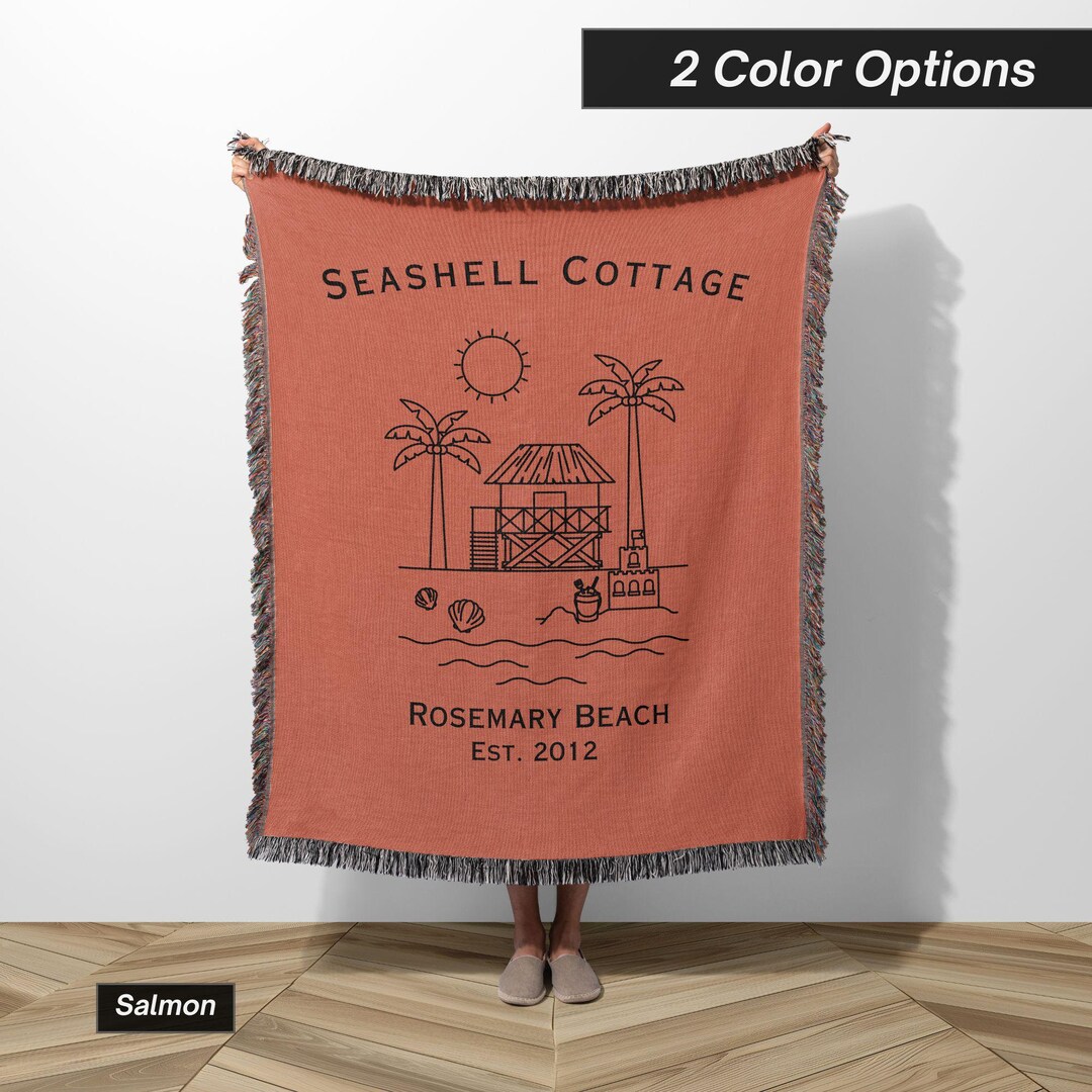 Beach Cottage Throw Blanket Personalized Coastal Home Decor Custom