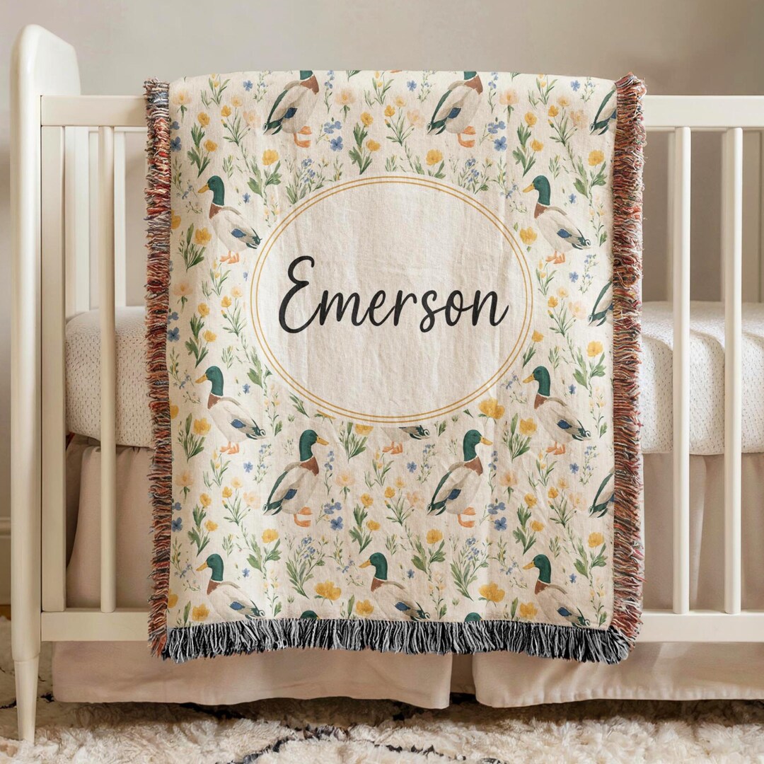 Personalized Mallard Duck Baby Blanket Wildflower Floral Woodland ...
