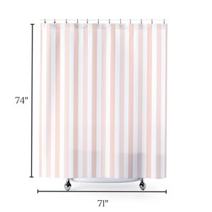 Contemporary Home Accessories Pink Stripe Shower Curtain Blush Bathroom Collection Modern Design Wedding Gift Package Water Resistant Material Premium Construction Master Bath Essential Beautiful Vertical Pattern Elegant Style Decor Set