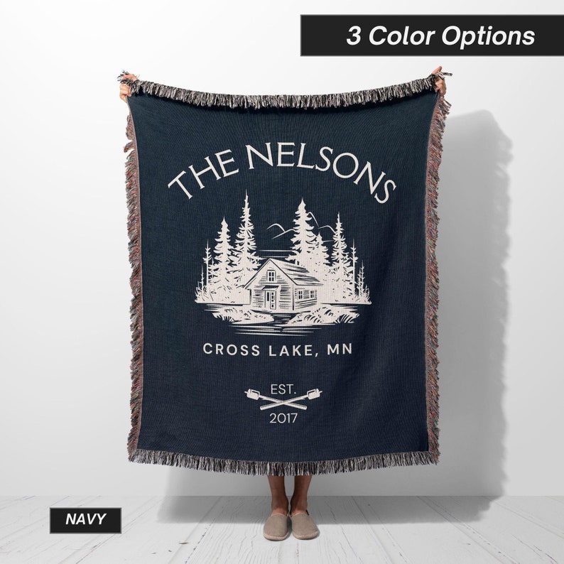 Custom Family Cabin Woven Blanket For New Homeowner Gift Idea For Cabin Home Decor Tapestry Wall Hanging Nature Blanket For Christmas Gifts