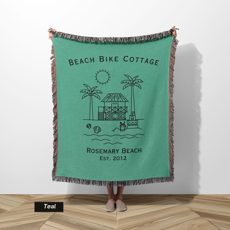 Beach Cottage Throw Blanket Personalized Coastal Home Decor Custom