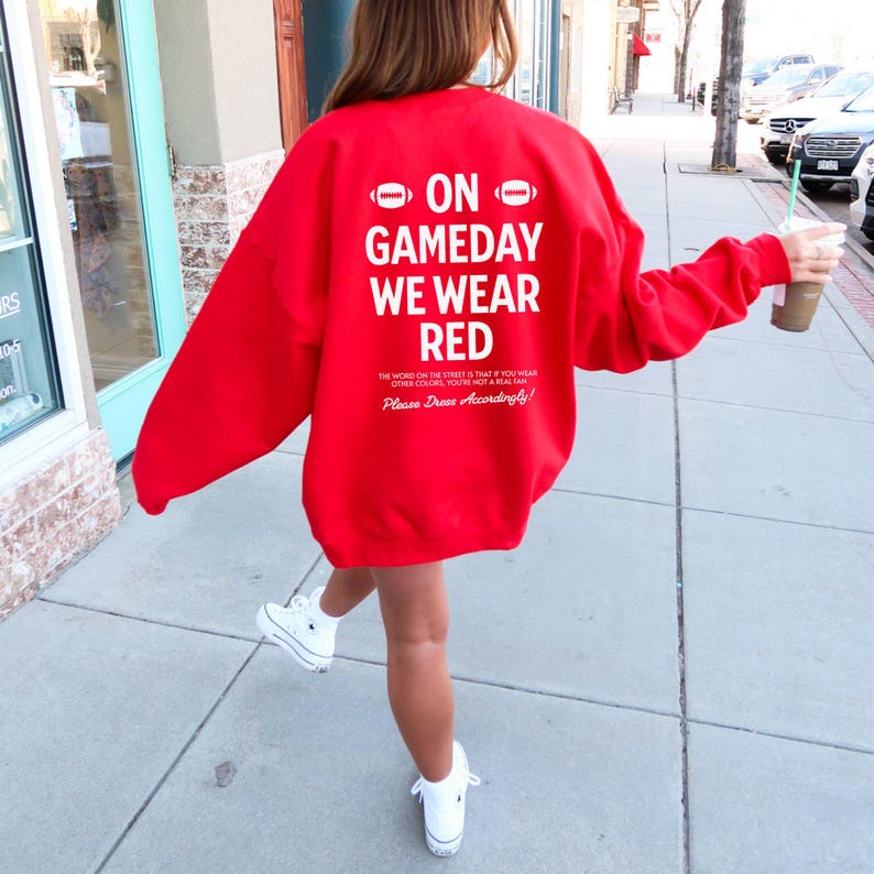 Wisconsin Badgers Sweatshirt Gameday Apparel Football Fan Gift Red Unisex College Sports Fan Gear Alumni Present Tailgating Outfit School Spirit Wear University Supporter Clothing On Gameday We Wear Red