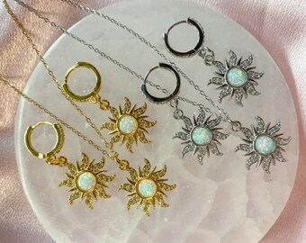 Collares de sol de ópalo enredado de oro/plata / collar de símbolo de sol, joyería de princesa Rapunzel / lindo regalo encantador I collar de sol-princesa I