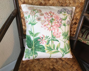 Pillow Cover Handmade Vintage Botanical Print Gorgeous Slight Sheen Fits 14 to 16 Inch Pillow Insert