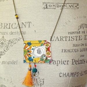 Mixed Media Boho Art Amulet Necklace Anatomical Heart