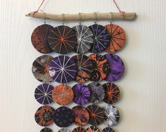 Dark Colors Halloween Driftwood Wall Hanging Umbrellas, Chimeless  Wind Chime, Upcycled Fabric Festival and Boho Style Wall Hanging