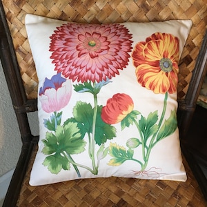 Pillow Cover Handmade Vintage Botanical Print Gorgeous Slight Sheen Fits 14 to 16 Inch Pillow Insert