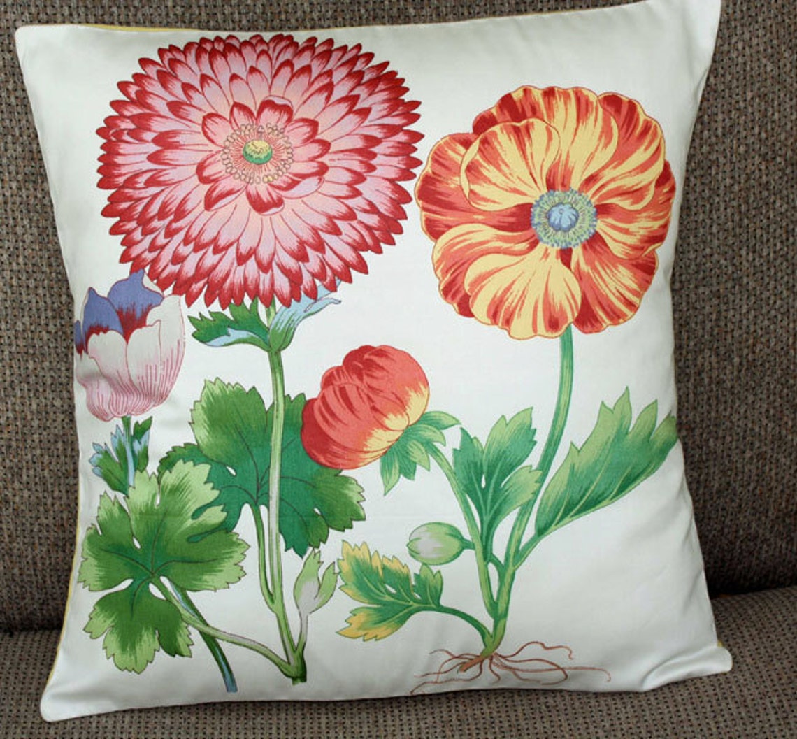 Pillow Cover Handmade Vintage Botanical Print Slight Etsy