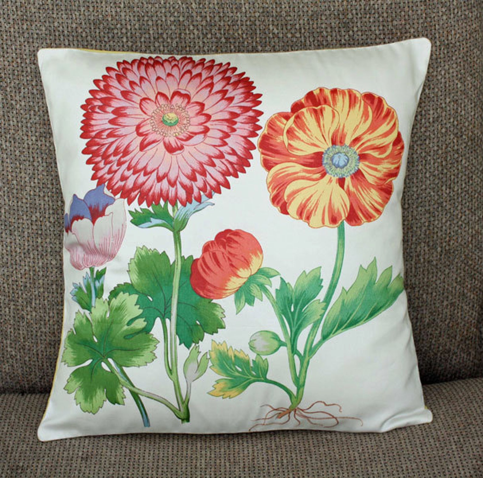 Pillow Cover Handmade Vintage Botanical Print Slight Etsy