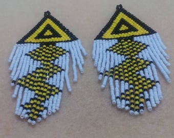 Wacky Squares Fringe Earrings - Long