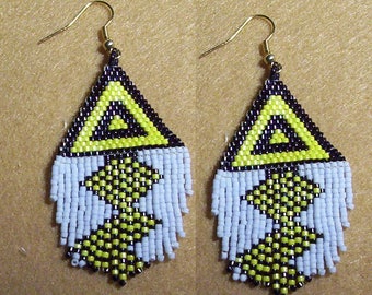 Wacky Squares Fringe Earrings - Short