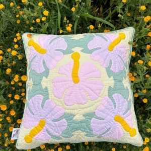 Couettes hawaïennes faites à la main Artisanat hawaïen traditionnel Hibiscus 18 pouces Taie d'oreiller décoration de la maison Couette hawaïenne 45 cm housse de coussin hibiscus Intérieur hawaïen