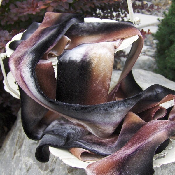 Silk Velvet Hand Dyed Ribbon 2 yds Terrazzo Wide 2 and half inches