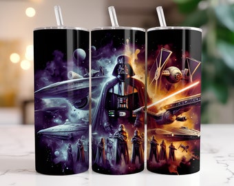 Tumbler Wrap Star Wars Darth Vader PNG, 20 oz akvarellstänk digital design - hög upplösning - omedelbar digital PNG-nedladdning