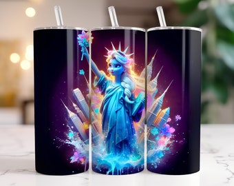 Elsa and Anna Frozen Tumbler Wrap PNG, 20 oz Watercolor Splash Digital Design - High Resolution - Instant Digital PNG Download