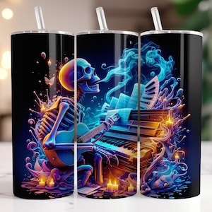 Skeleton Tumbler Wrap  PNG, 20 oz Watercolor Splash Digital Design - High Resolution - Instant Digital PNG Download