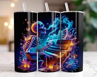 Skeleton Tumbler Wrap  PNG, 20 oz Watercolor Splash Digital Design - High Resolution - Instant Digital PNG Download