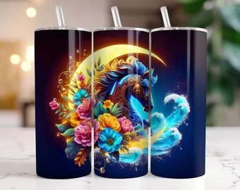 Sparkle Horse Tumbler Wrap, 20 Unzen Skinny Tumbler Sublimationsdesign, Pferde Tumbler Wrap, gerader Tumbler Wrap PNG, digitaler Download