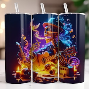 Skeleton Tumbler Wrap  PNG, 20 oz Watercolor Splash Digital Design - High Resolution - Instant Digital PNG Download