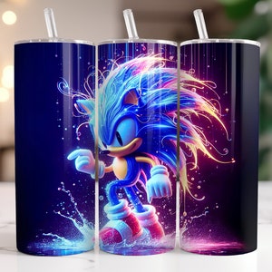 Sonic The Hedgehog Tumbler Wrap PNG, 20 oz Acuarela Splash Diseño Digital - Alta Resolución - Descarga Digital Instantánea PNG