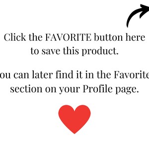 May include: Click the FAVORITE button to save this product. You can later find it in the Favorites section on your Profile page. A red heart icon is displayed below the text.