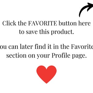 May include: Click the FAVORITE button to save this product. You can later find it in the Favorites section on your Profile page. A red heart icon is displayed below the text.