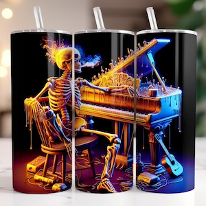 Skeleton Tumbler Wrap  PNG, 20 oz Watercolor Splash Digital Design - High Resolution - Instant Digital PNG Download