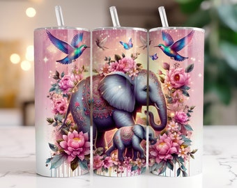 Elefante Mamá & Bebé Envoltura de vaso sin costuras Sublimación de vaso de elefante Diseños de vaso de mamá Vaso de elefante png, Regalos para mamá, Archivo digital