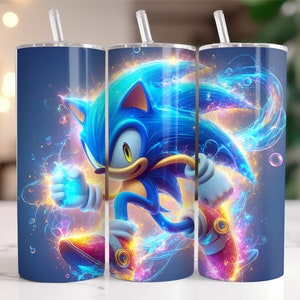 Sonic The Hedgehog Tumbler Wrap PNG, 20 oz aquarel Splash digitaal ontwerp - hoge resolutie - Instant Digitale PNG downloaden