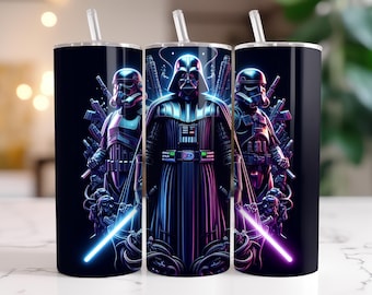 2 PNG Tumbler Wrap Star Wars Darth Vader PNG, 20 oz Watercolor Splash Digital Design - High Resolution - Instant Digital PNG Download