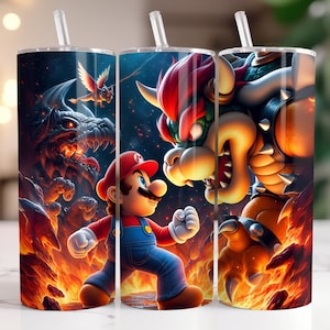 Super Mario Tumbler Wrap PNG, 20 oz Aquarell Splash Digital Design - hohe Auflösung - Sofortiger digitaler PNG Download