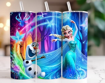 Elsa y Anna Frozen Tumbler Wrap PNG, 20 oz Acuarela Splash Diseño Digital - Alta Resolución - Descarga Digital Instantánea PNG
