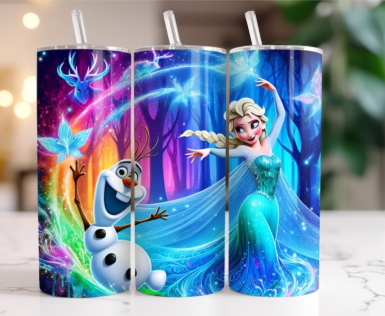 Elsa y Anna Frozen Tumbler Wrap PNG, 20 oz Acuarela Splash Diseño Digital - Alta Resolución - Descarga Digital Instantánea PNG imagen 1