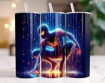 Spiderman Tumbler Wrap PNG, 20 oz Acuarela Splash Diseño Digital - Alta Resolución - Descarga Digital Instantánea PNG