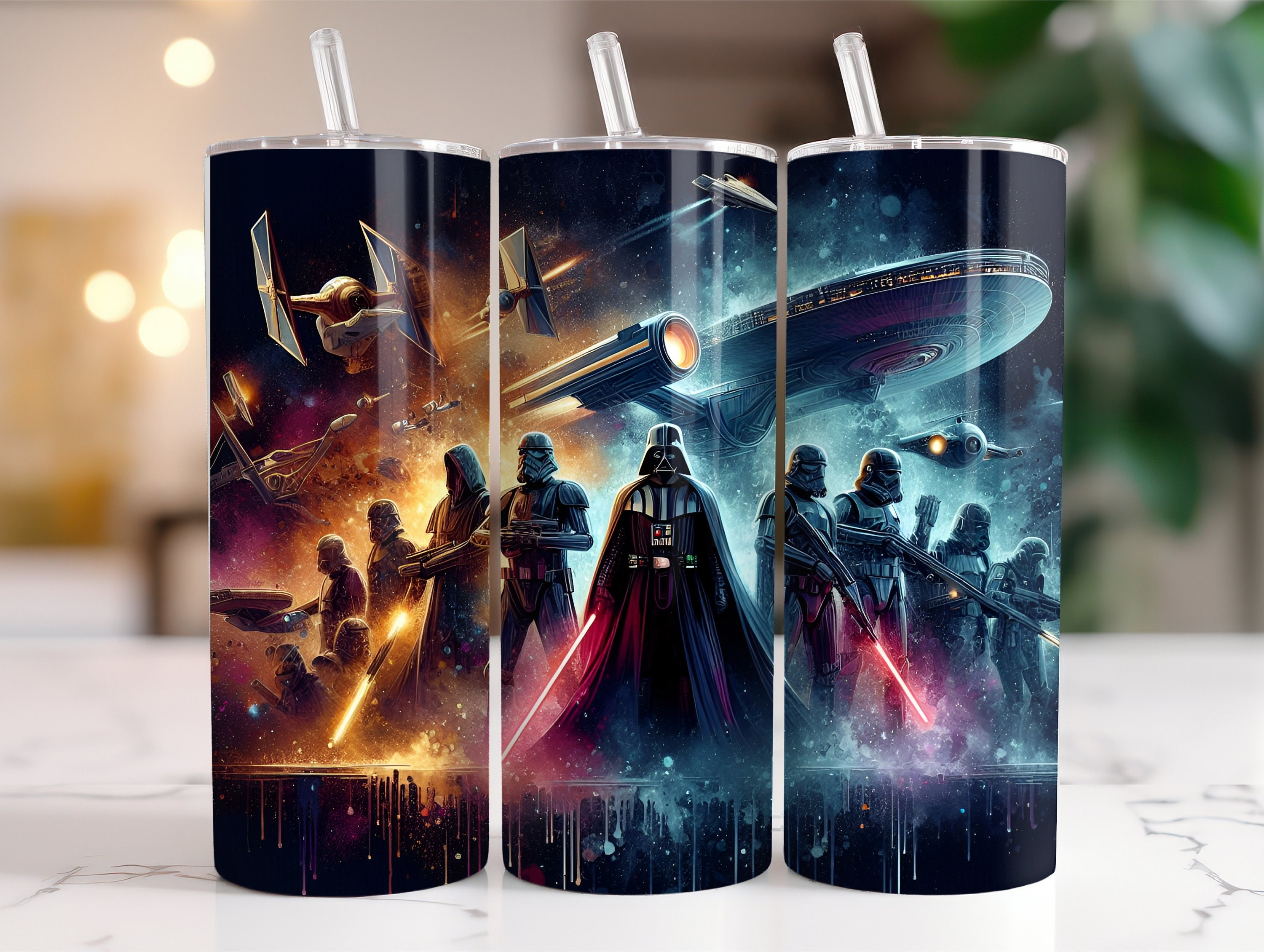 Tumbler Wrap Star Wars Darth Vader PNG, 20 oz Watercolor Splash Digital Design - High Resolution - Instant Digital PNG Download