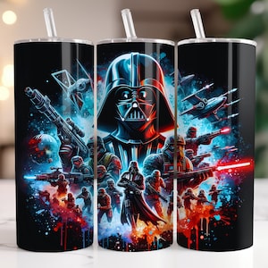 Tumbler Wrap Star Wars Darth Vader PNG, 20 oz Aquarell Splash Digitales Design - Hohe Auflösung - Sofortiger digitaler PNG-Download