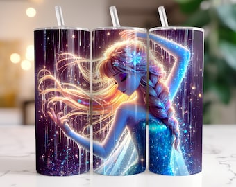 Elsa y Anna Frozen Tumbler Wrap PNG, 20 oz Acuarela Splash Diseño Digital - Alta Resolución - Descarga Digital Instantánea PNG