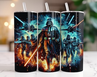 Tumbler Wrap Star Wars Darth Vader PNG, 20 oz Watercolor Splash Digital Design - High Resolution - Instant Digital PNG Download