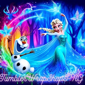 Elsa y Anna Frozen Tumbler Wrap PNG, 20 oz Acuarela Splash Diseño Digital - Alta Resolución - Descarga Digital Instantánea PNG imagen 2